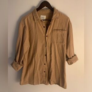 Beige Katin Button Down Oversized Shirt